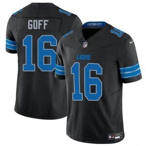 Mens Youths  Kids 16 Jared Goff Black Vapor Stitched Jersey
